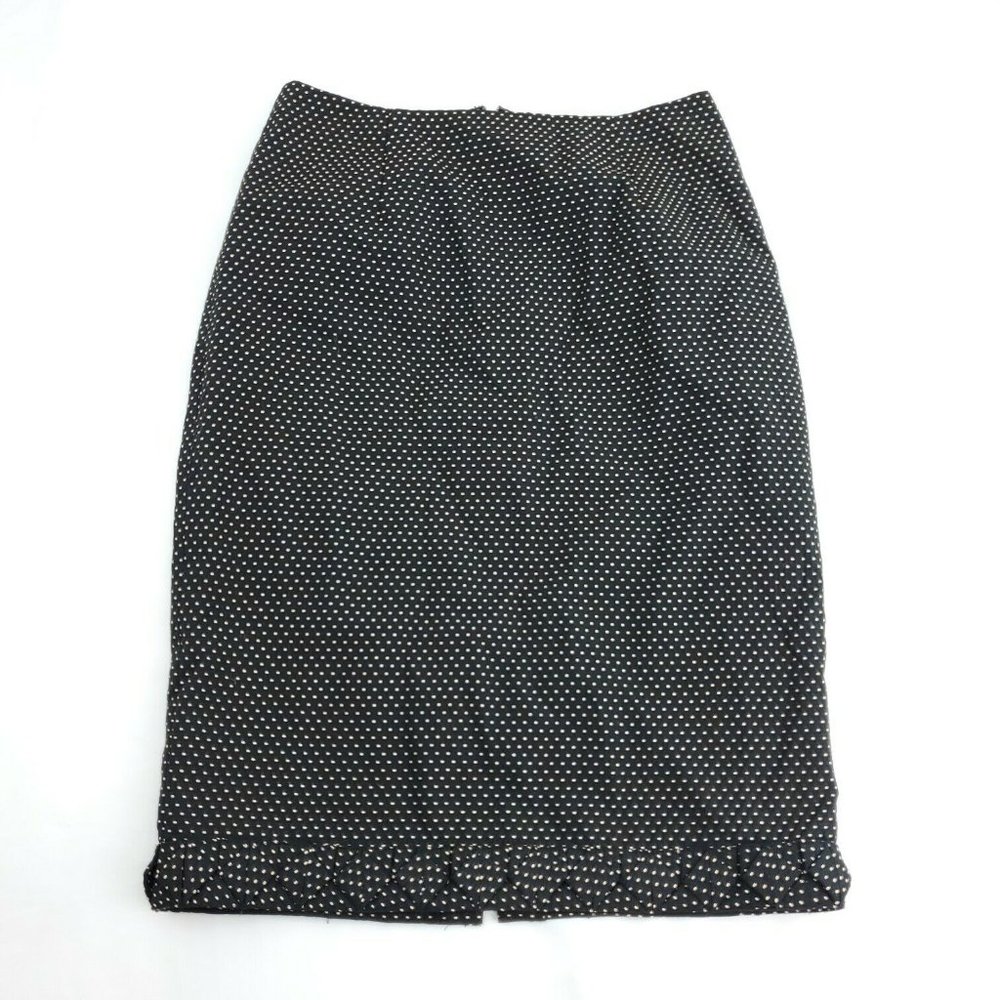 Peck & Peck Womens Black White Squares Split Back Knee Length Dress Skirt Size 4